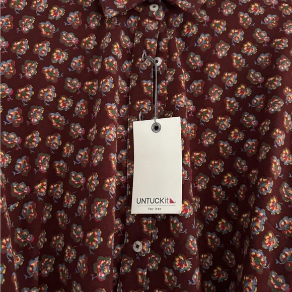 UNTUCKit Burgundy Patterned Long Sleeve Dress - Picture 3 of 6